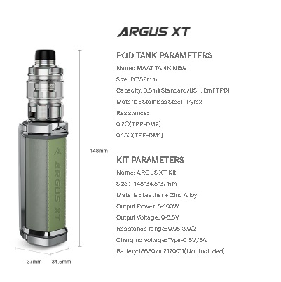 Voopoo Argus XT 100W + MAAT 2ML Kit Graphite - Image 7