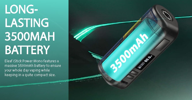 Eleaf iStick Power Mono 3500mAh 80W Green/Black Mod - Image 2